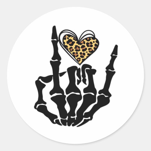 Skeleton Heart Hands Classic Runder Aufkleber (Vorderseite)