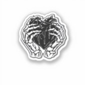 Skeleton Heart Hands Funny Aufkleber (Vorderseite)