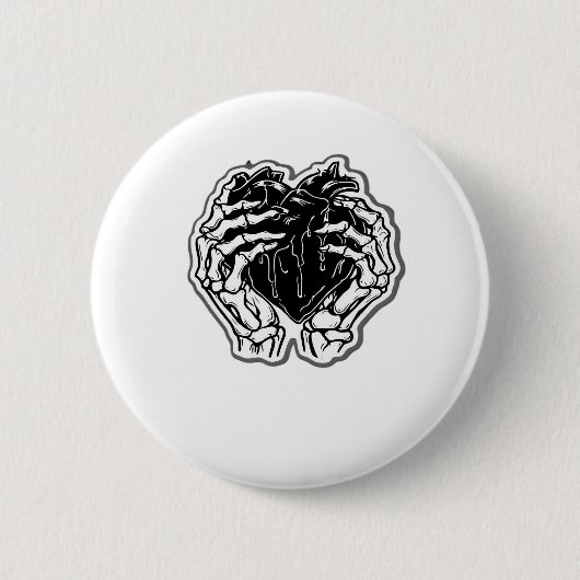 Skeleton Heart Hands Funny Button (Vorderseite)