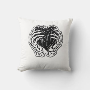 Skeleton Heart Hands Funny Kissen