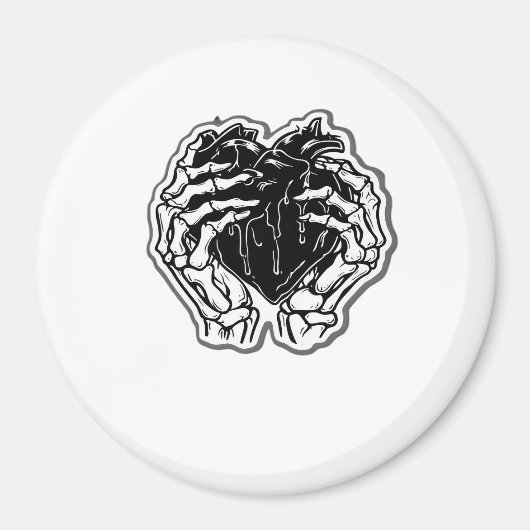 Skeleton Heart Hands Funny Magnet (Vorne)