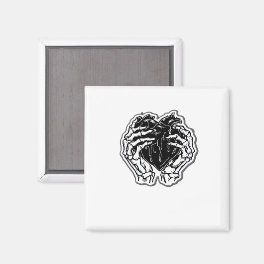 Skeleton Heart Hands Funny Magnet (Vorderseite/Rückseite)