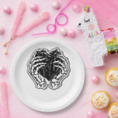 Skeleton Heart Hands Funny Pappteller (Party)