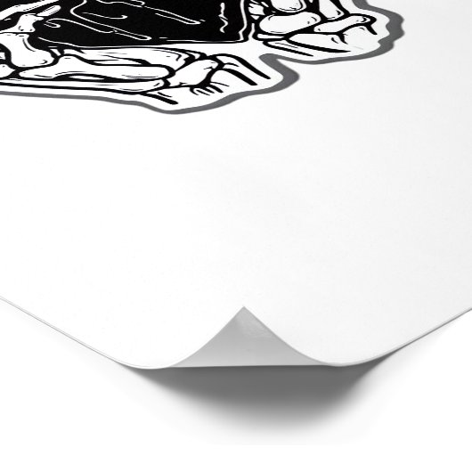 Skeleton Heart Hands Funny Poster (Ecke)