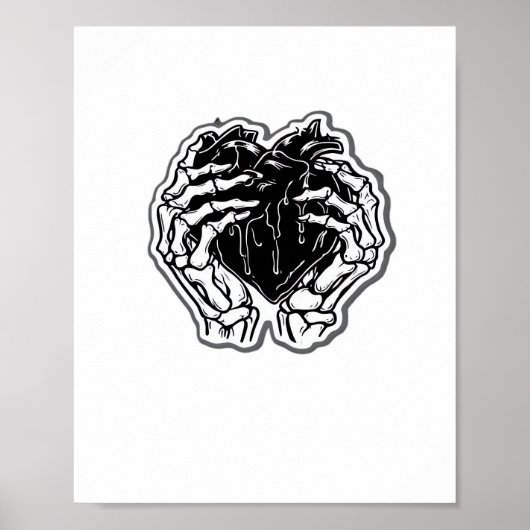 Skeleton Heart Hands Funny Poster (Vorne)