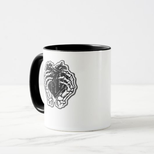 Skeleton Heart Hands Funny Tasse (Vorderseite Links)