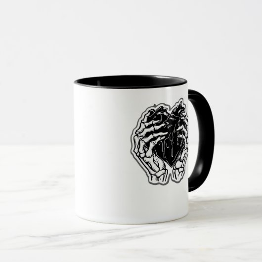 Skeleton Heart Hands Funny Tasse (VorderseiteRechts)