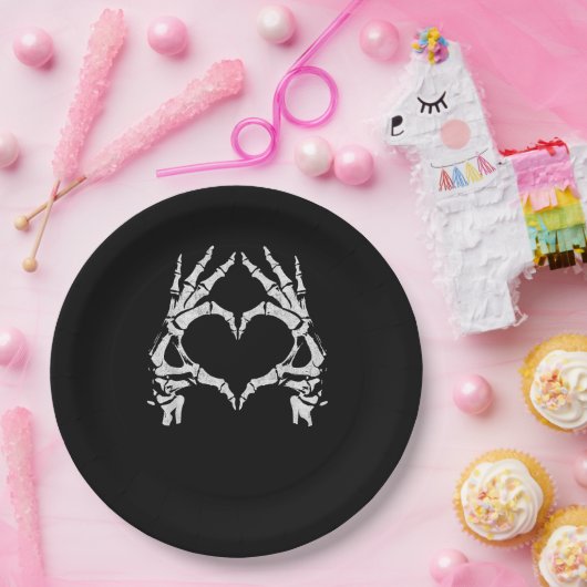 Skeleton Heart Hands - Halloween - Skeleton Hands Pappteller (Party)