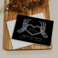 Skeleton Heart Hands Hochzeit Dankeschön Karte