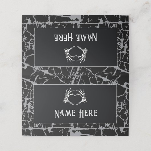 Skeleton Heart Hands Hochzeit Platzkarten Namen (Außenseite Aufgefaltet)