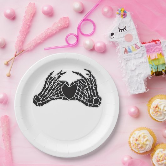 Skeleton Heart Hands - Klassisch Pappteller (Party)