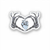 Skeleton Heart Hands Klassisches Design zu Hallowe Aufkleber (Vorderseite)