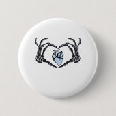 Skeleton Heart Hands Klassisches Design zu Hallowe Button (Vorderseite)