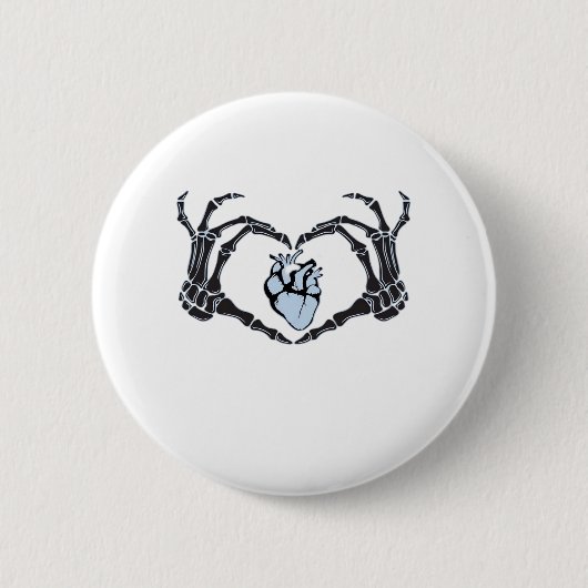 Skeleton Heart Hands Klassisches Design zu Hallowe Button (Vorderseite)