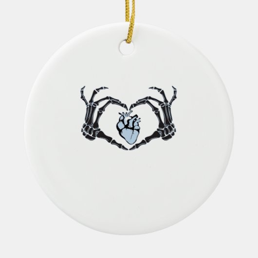 Skeleton Heart Hands Klassisches Design zu Hallowe Keramik Ornament (Vorne)