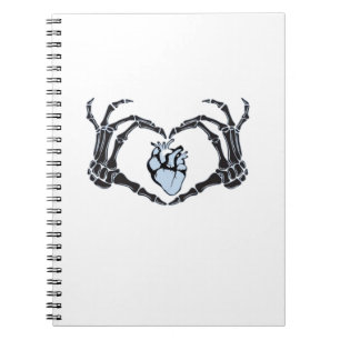 Skeleton Heart Hands Klassisches Design zu Hallowe Notizblock