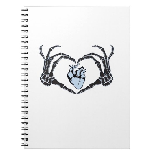 Skeleton Heart Hands Klassisches Design zu Hallowe Notizblock (Vorderseite)