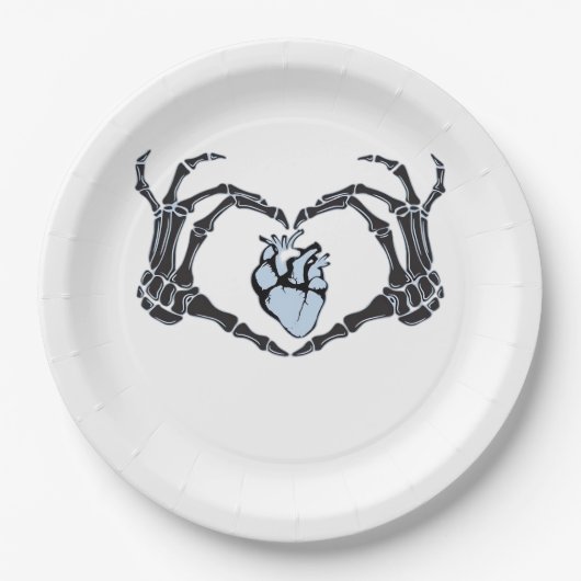 Skeleton Heart Hands Klassisches Design zu Hallowe Pappteller (Vorderseite)