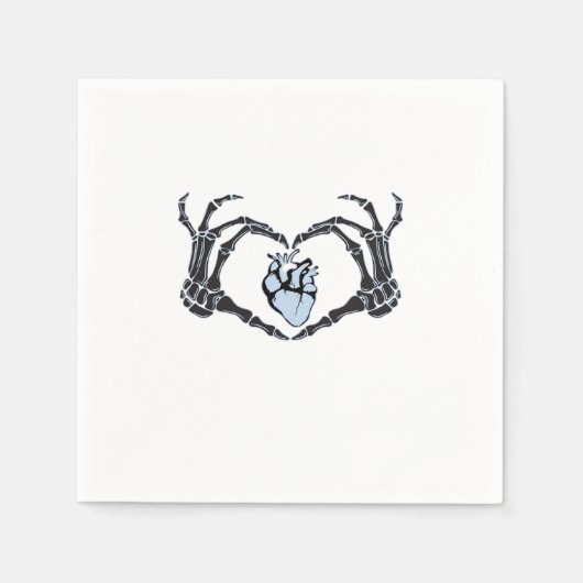 Skeleton Heart Hands Klassisches Design zu Hallowe Serviette (Vorderseite)