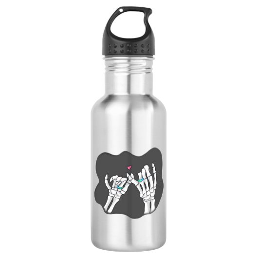 Skeleton Heart Hands Promise Edelstahlflasche (Vorderseite)