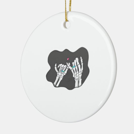 Skeleton Heart Hands Promise Keramik Ornament (Links)
