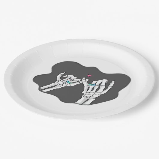 Skeleton Heart Hands Promise Pappteller (Schrägansicht)