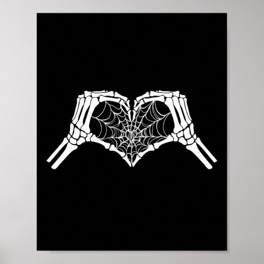 Skeleton Heart Hands Spiderweb Halloween Spooky Lo Poster (Vorne)