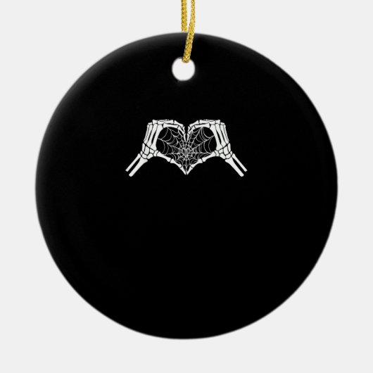 Skeleton Heart Hands Spiderweb Halloween Spooky Wo Keramik Ornament (Vorne)