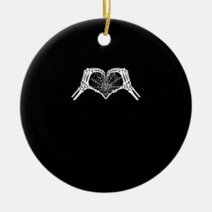 Skeleton Heart Hands Spiderweb Halloween Spooky Wo Keramik Ornament