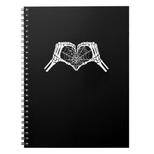 Skeleton Heart Hands Spiderweb Halloween Spooky Wo Notizblock (Vorderseite)