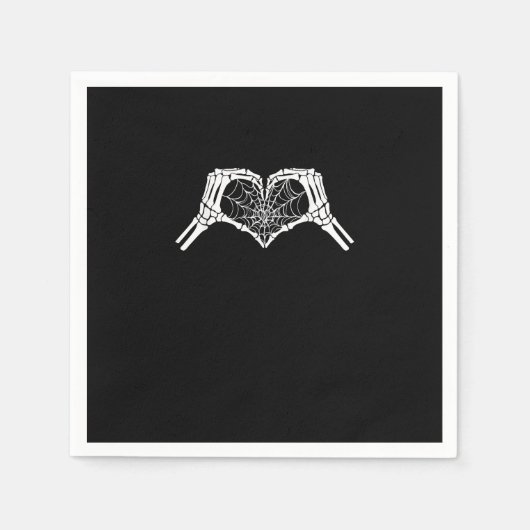 Skeleton Heart Hands Spiderweb Halloween Spooky Wo Serviette (Vorderseite)