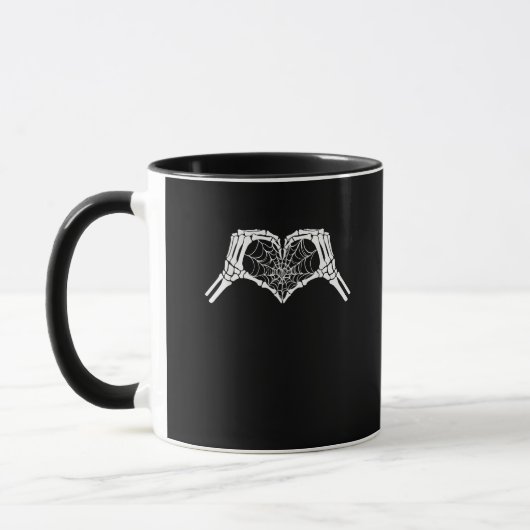 Skeleton Heart Hands Spiderweb Halloween Spooky Wo Tasse (Links)
