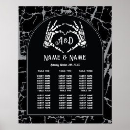 Skeleton Heart Hands Table Plan Hochzeit Poster