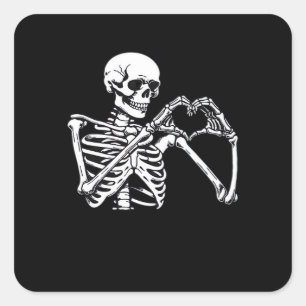 Skeleton Heart Hands unterzeichnen Halloween Kostü Quadratischer Aufkleber