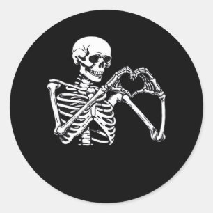 Skeleton Heart Hands unterzeichnen Halloween Kostü Runder Aufkleber