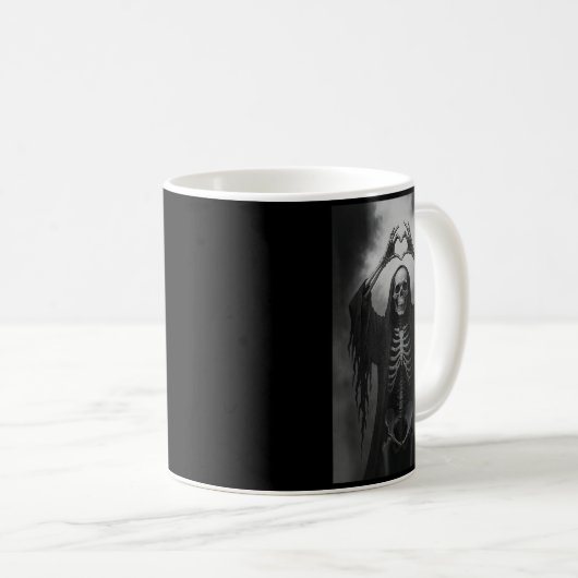 Skeleton Heart Hands Y Face Horror Ster Halloween Kaffeetasse (VorderseiteRechts)