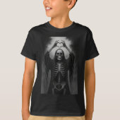 Skeleton Heart Hands Y Face Horror Ster Halloween T-Shirt (Vorderseite)
