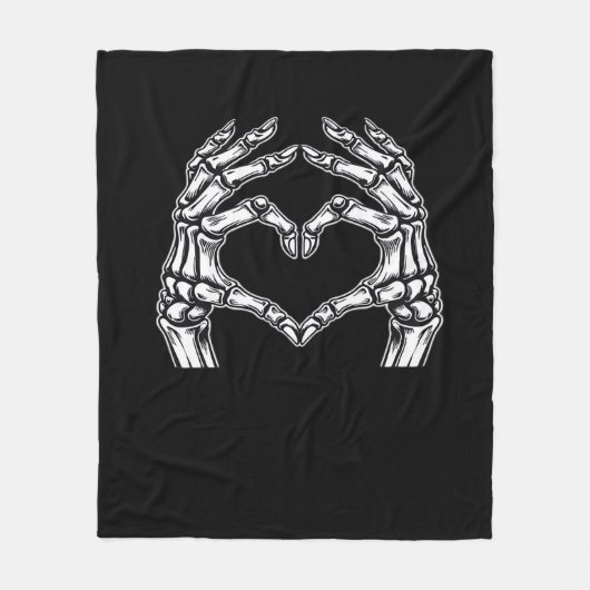 Skeleton Heart Hands Zeichnen Halloween Kostüm Bas Fleecedecke (Vorderseite)