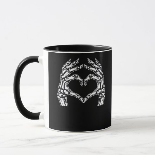 Skeleton Heart Hands Zeichnen Halloween Kostüm Bas Tasse (Links)