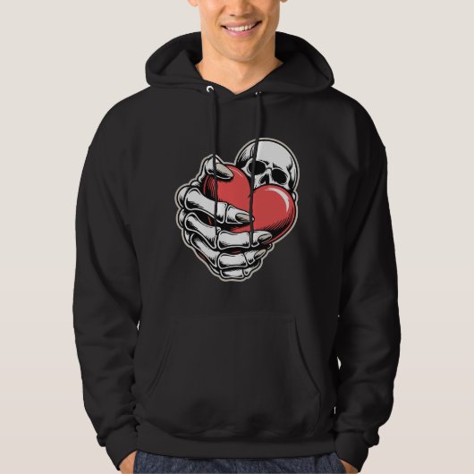 Skeleton Heart Hoodie – Dunkle Kunst Design (Vorderseite)
