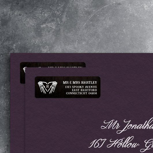Skeleton Heart Monogram Goth Halloween Hochzeit
