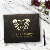 Skeleton Heart Monogram Goth Halloween Hochzeit Gästebuch