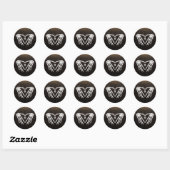 Skeleton Heart Monogram Goth Halloween Hochzeit Runder Aufkleber (Blatt)