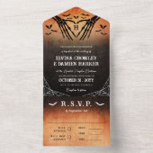 Skeleton Heart Monogram Halloween Goth Wedding All In One Einladung (Innen Boden)