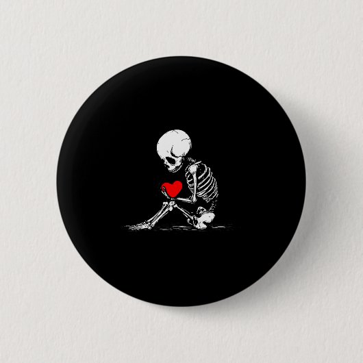 Skeleton Heart Valentines Emo Gothic Minimalist Ck Button (Vorderseite)