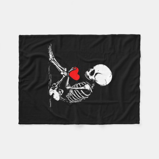 Skeleton Heart Valentines Emo Gothic Minimalist Ck Fleecedecke (Vorderseite (Horizontal))