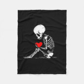 Skeleton Heart Valentines Emo Gothic Minimalist Ck Fleecedecke (Vorderseite)