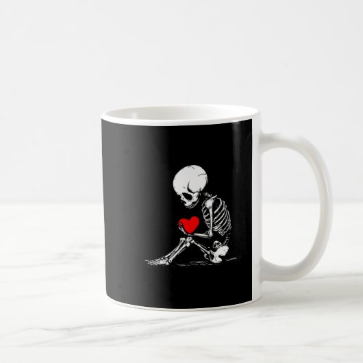 Skeleton Heart Valentines Emo Gothic Minimalist Ck Kaffeetasse (Rechts)