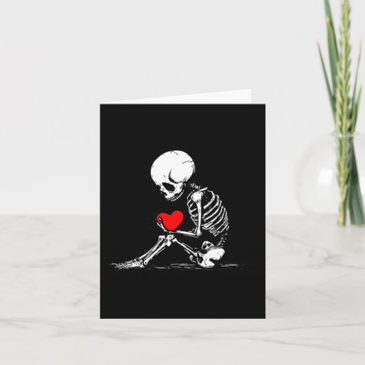 Skeleton Heart Valentines Emo Gothic Minimalist Ck Karte (Vorderseite)