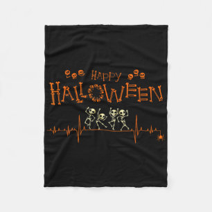 Skeleton Heartbeat Happy Halloween Doctor Nurse Fleecedecke
